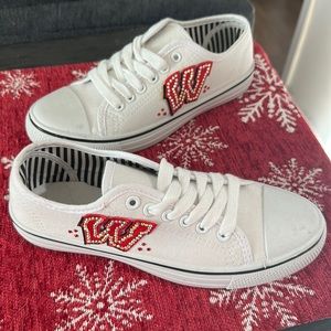 Rhinestone Wisconsin Size 6 tennis shoes! Handmade! One of a kind